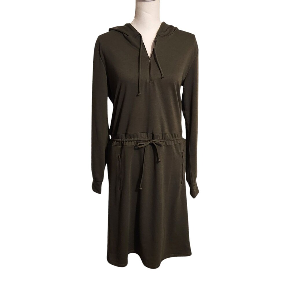 Brigitte Brianna Essential Sweatshirt Dress Olive Green Modest Womens Size M